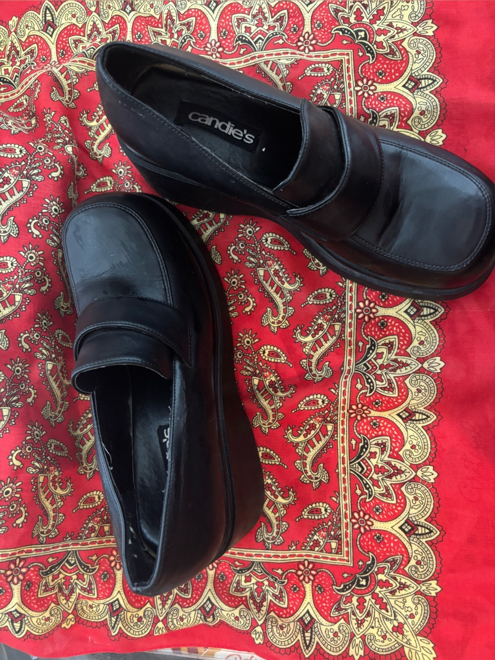 Vintage 90s Candie’s Black Platform Shoes Size 9